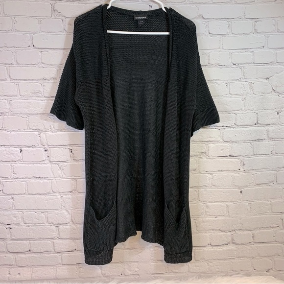 Lane Bryant Black Short Sleeve Open Front Sweater 14/16 - Picture 1 of 7